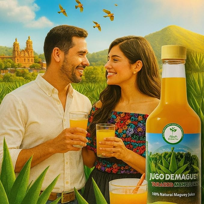 Maguey Juice – 1000 ml (1 L) – Pure Agave Jugo Maguey – Vegan 100% Artisanal Non-GMO – Natural Digestive Support – Rich in Vitamins B2 B3 &amp C Iron Calcium Magnesium &amp Zinc – Hecho en Méx