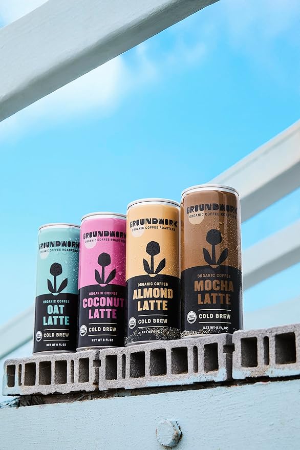 Groundwork Organic Coffee - Almond Cold Brew Latte - 8 Fl Oz Cans (12 Pack)