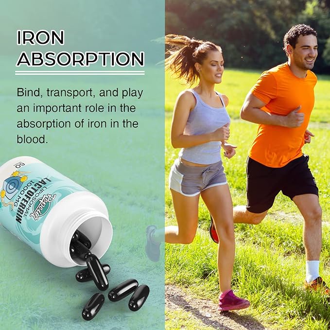 Liposomal Bovine Lactoferrin 1000 mg - Higher Absorption - for Iron Absorption &amp Immune Function Lactoferrin Supplements for Adults 60 Softgels