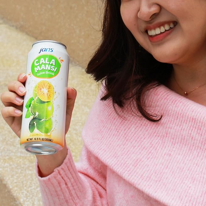 Jans Golden Lime Juice Calamansi Drink (16.9 oz Cans 12-Pack) – Philippine Kalamansi Citrus Beverage – Natural Lemoncito Yuzu Style Lime Drink Lemon Orange Tangerine Citrus Substitute | From Pure