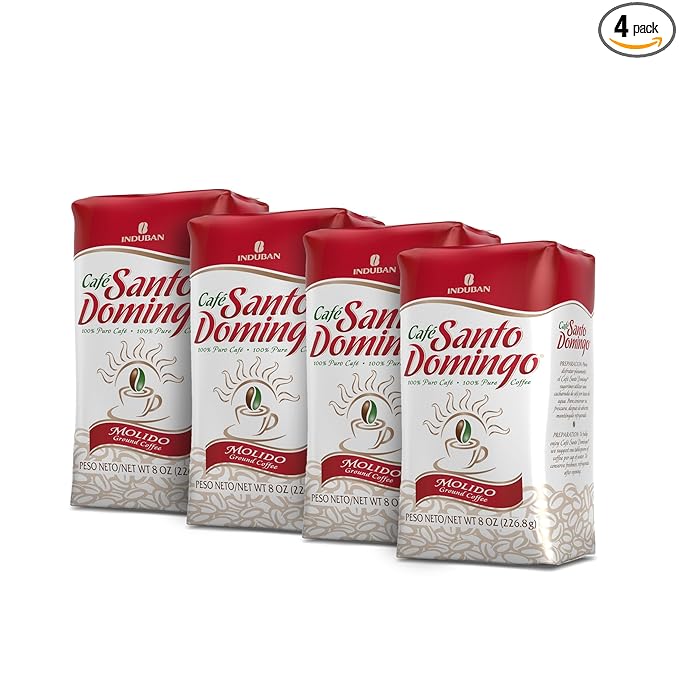 Café Santo Domingo 8 oz Bag Ground Coffee Medium Roast - Product from the Dominican Republic (Pack of 4)