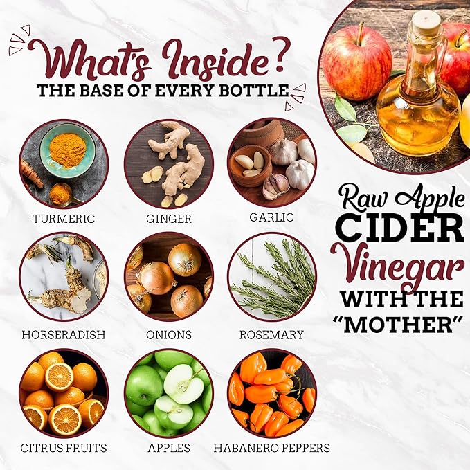 Fire Brew Restore – Elderberry Apple Cider Vinegar Wellness Tonic | 128 Concentrated Shots of Healthiest Organic Ingredients Rich in Antioxidants &amp Vitamins to Strengthen Immune System – Half Gall