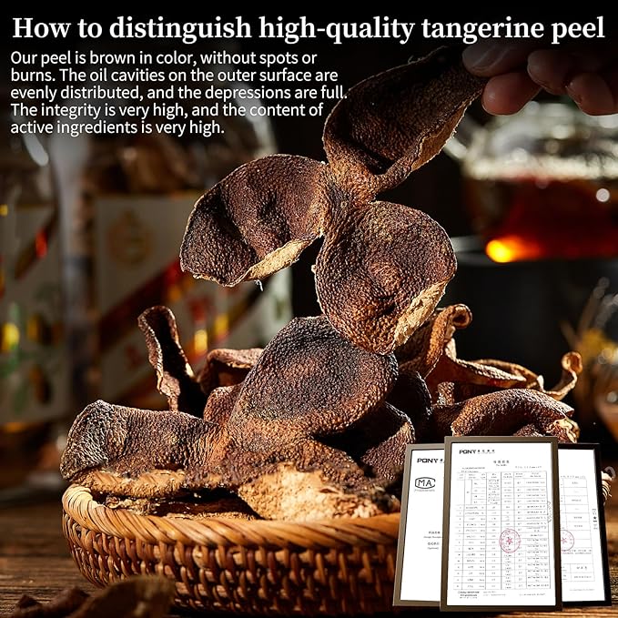 Hee Creek Dried Tangerine Peel 2.12oz/60g Matured Mandarin Peel Chen Pi Dried Citrus Peel Xinhui Tangerine Orange Peel Sulfur Free No Additives 新会陈皮