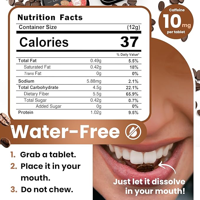 PriFa Coffee Tablets Latte Pocket Coffee - Unsweetened Real Coffee Absorbable Lozenge Coffee Candy - Natural Sugar Free Instant Energy Pouches Caffeine Mints for Keto (Latte 4 Packs)
