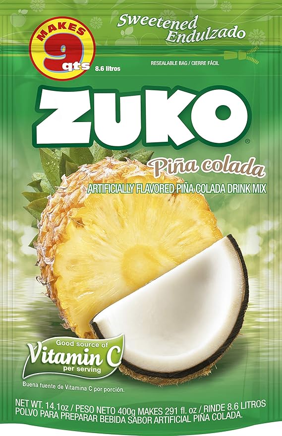 Zuko Pineapple Coconut Instant Powder Drink | Family Pack | No Sugar Needed | Vitamin C | 14.1 Ounce (Pack of 6)