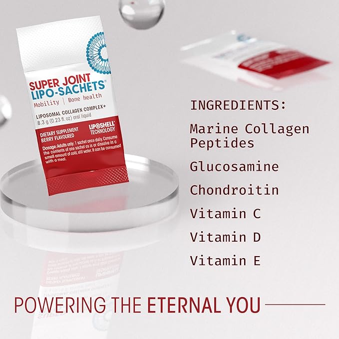 Super Joint Lipo-Sachets Liposomal Collagen Joint Supplement - Liquid Collagen Peptides to Support Joint Health Mobility &amp Comfort