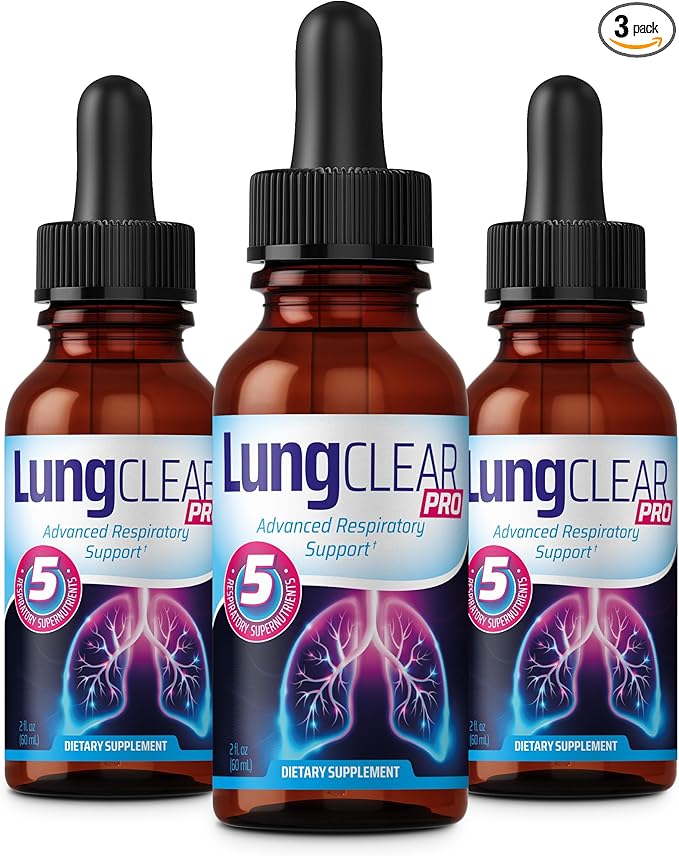 Lung Support Supplement Drops with Wild Mullein Leaf Extract for Lungs and Mucus Relief Support - 2 Fl oz - 3 Bottles