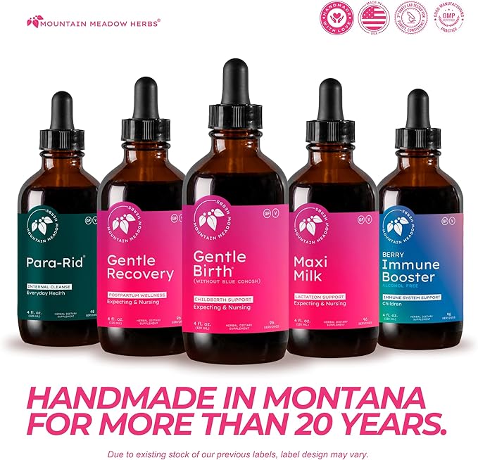 Mountain Meadow Herbs Gentle Birth for Birth Prep/Labor Prep Fast Acting Liquid Herbal Extract for Childbirth Support w/o Blue Cohosh - 4oz