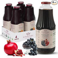 Pure Pomegranate &amp Grape Juice 33.8oz Glass Bottle (Pack of 4) Cold Pressed Juice Not from Concentrate Non-GMO No Sugar Added Gluten Free Preservative Free