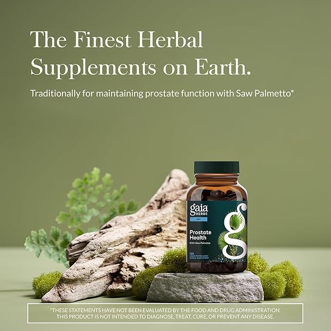 Gaia Herbs Prostate Health - Supports Prostate Health and Function for Men - with Saw Palmetto Green Tea Nettle Root and White Sage* - 120 Vegan Liquid Phyto-Caps (60 Servings)