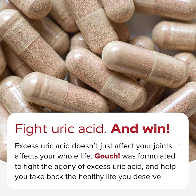 Redd Remedies Gouch! | Supplement for Joints Uric Acid Levels and Healthy Kidney Function | Tart Cherry Ginger Quercetin &amp More | 60 Vegan Capsules