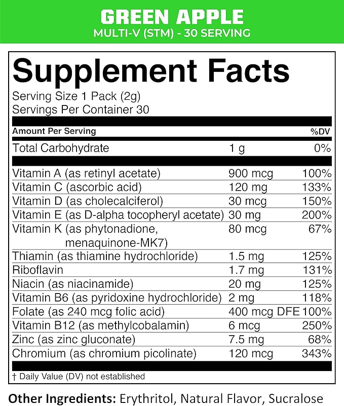 MTN OPS Multi‑V STM On‑The‑Go Daily Multivitamin for Men Women &amp Kids – Straight‑to‑Mouth Vitamin C D3 B Zinc Packs – Gluten Free Natural Flavors 30 Servings