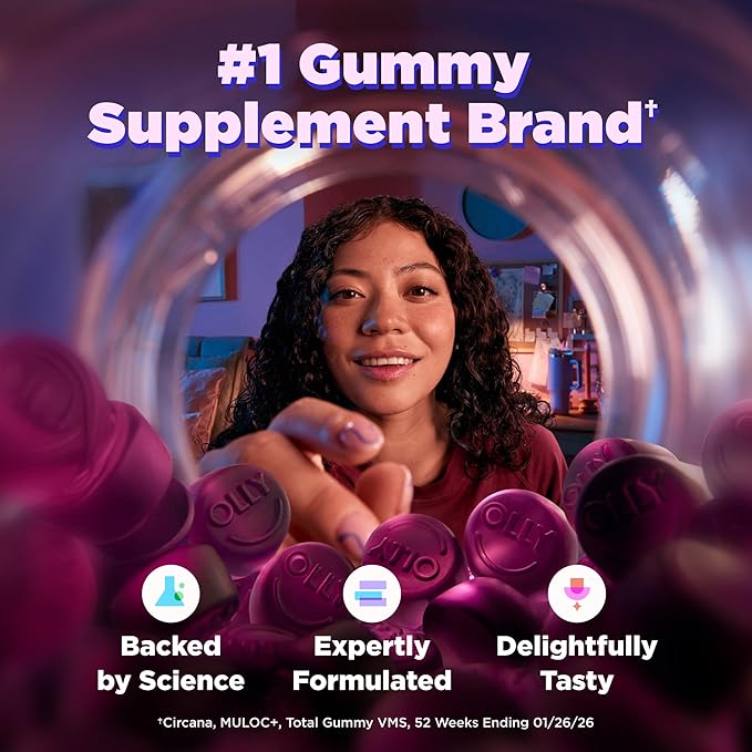 OLLY Extra Strength Sleep Gummy 5 mg Melatonin L-Theanine Chamomile Lemon Balm Extracts Sleep Aid BlackBerry Flavor - 90 Count
