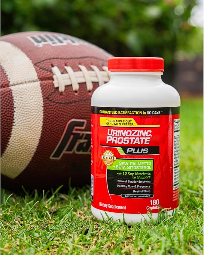 Urinozinc Plus - Prostate Supplement with Beta Sitosterol &amp Saw Palmetto – Reduce Frequent Urination Concerns &amp Support Your Prostate Health 180 Caplets