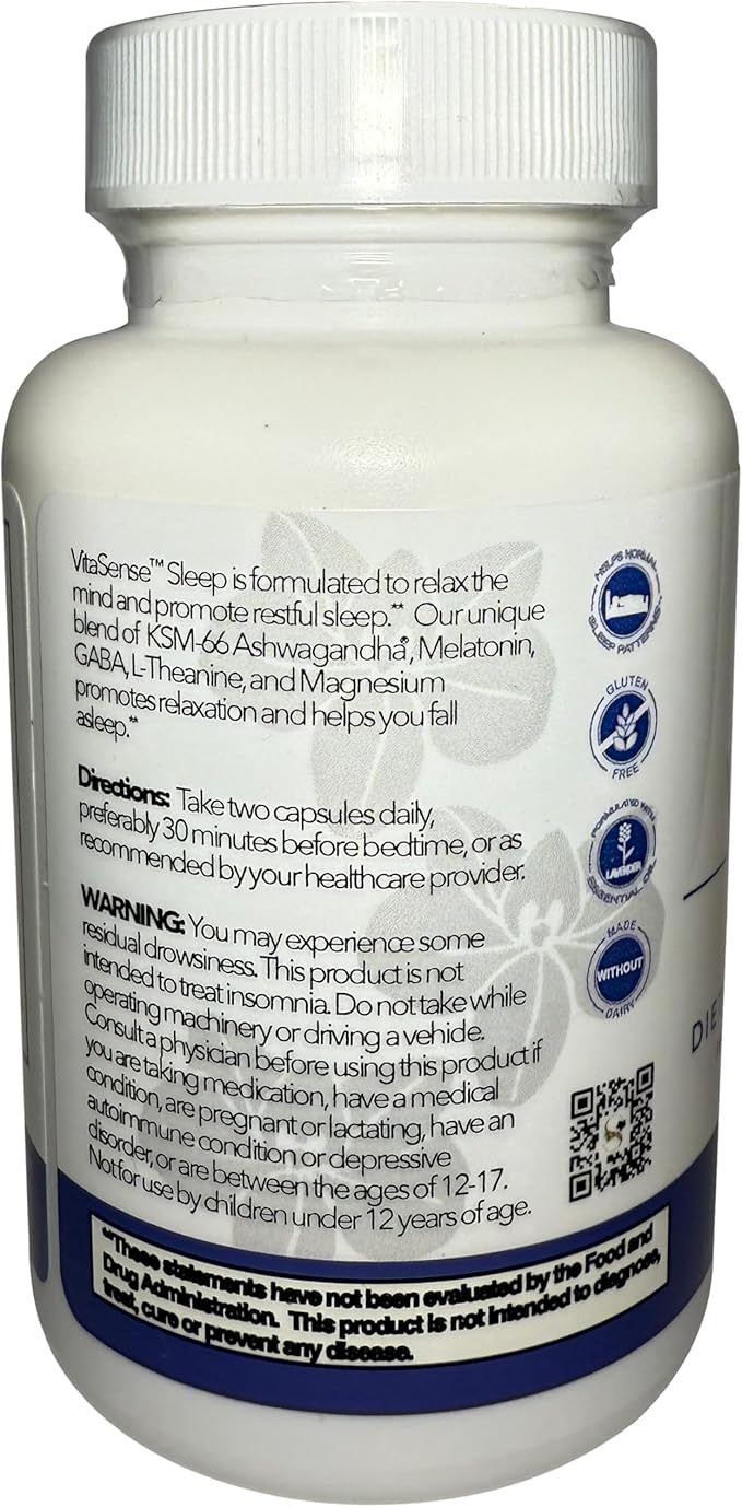 SeneGence VitaSense Sleep Supplement 60 Capsules Relaxation and Restful Sleep Support with Organic KSM-6 Ashwagandha Melatonin and Magnesium Glycinate