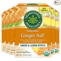 Traditional Medicinals Tea Organic Ginger Aid Promotes Healthy Digestion Kosher Non-GMO Caffeine-Free Compostable - 96 Tea Bags (6 Pack)