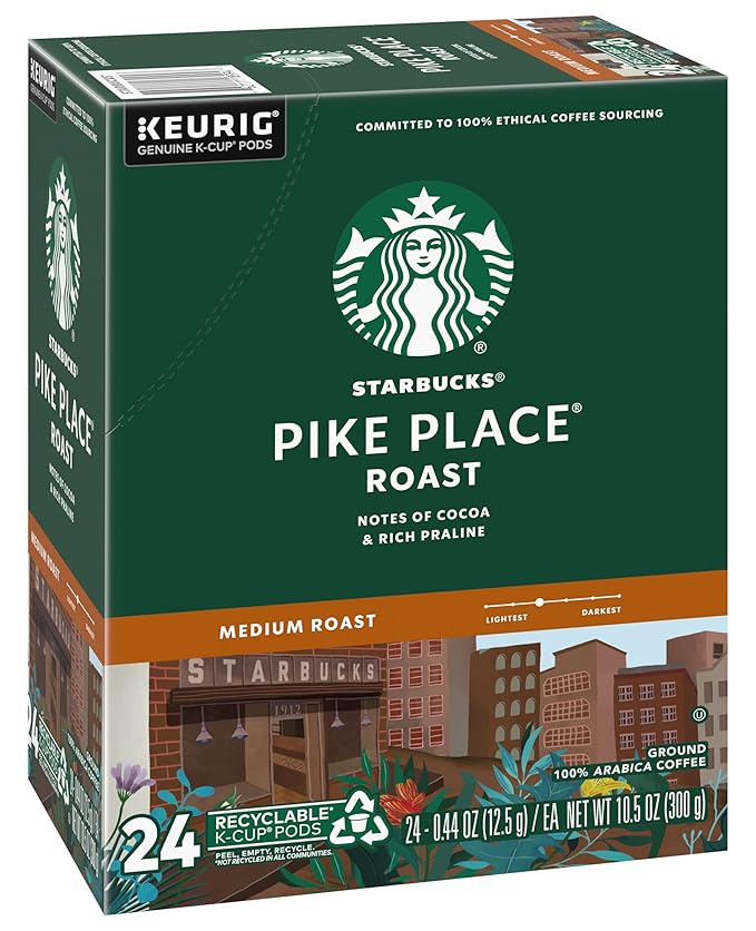 Starbucks Pike Place Roast Coffee K-Cup Portion Packs for Keurig Brewers 72 Count (3 boxes of 24 K-Cups)