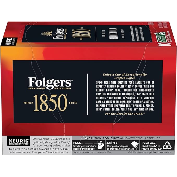 Folgers 1850 Black Gold Dark Roast Coffee 60 Keurig K-Cup Pods