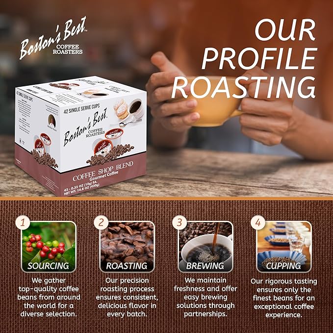 Boston’s Best - Coffee Shop Blend Hearty Medium Roast Delicious Gourmet Coffee Compatible with Keurig CoffeeMaker 1 Count (42 Single Serve Medium Roast Cups)