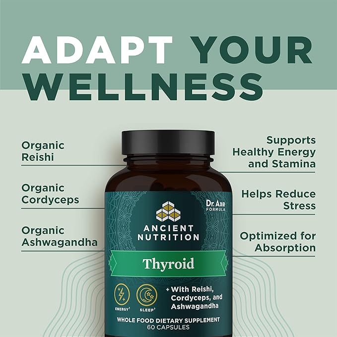 Ancient Nutrition Thyroid Support Supplement with Ashwaghanda Thyroid Capsules Promotes Restful Sleep and Reduced Stress Gluten Free Paleo and Keto Friendly 60ct