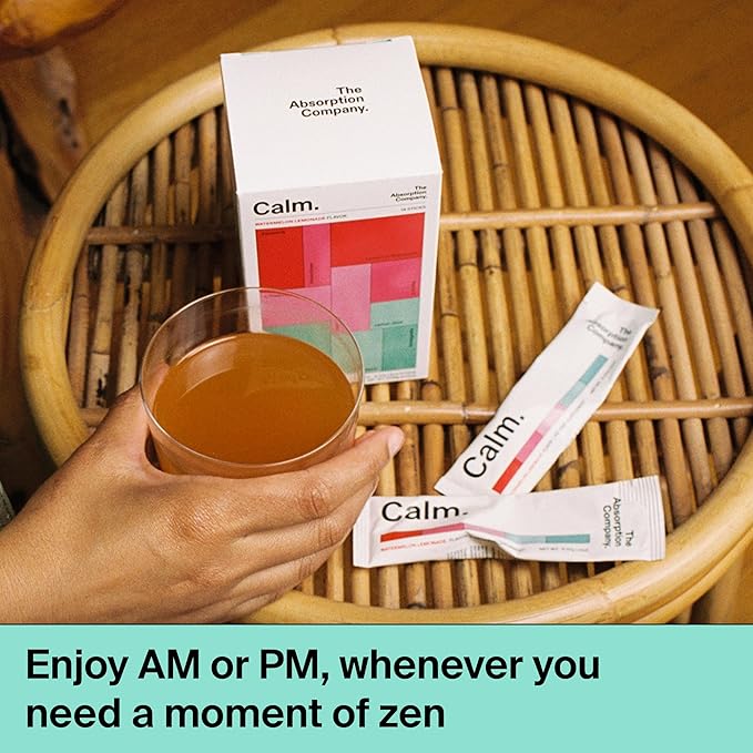 Calm Drink Mix - Relaxation Aid with Magnesium Ashwagandha L-Theanine &amp Vitamin D - Supports Cortisol Regulation and Mood for Men &amp Women - Watermelon Lemonade Flavor 28 Sticks