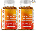 Vitamatic Turmeric Gummy with Ginger &amp Black Pepper Extract – 60 Vegan Gummies Each | 2 Pack (120 Gummies) 95% Curcuminoids – Powerful Antioxidant &amp Inflammatory Support