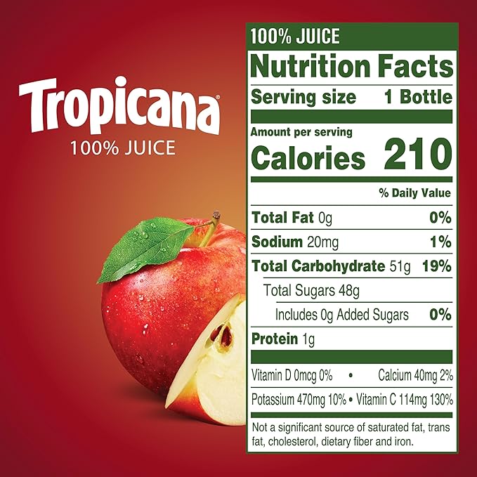 Tropicana 100% Juice Apple (Pack of 12)