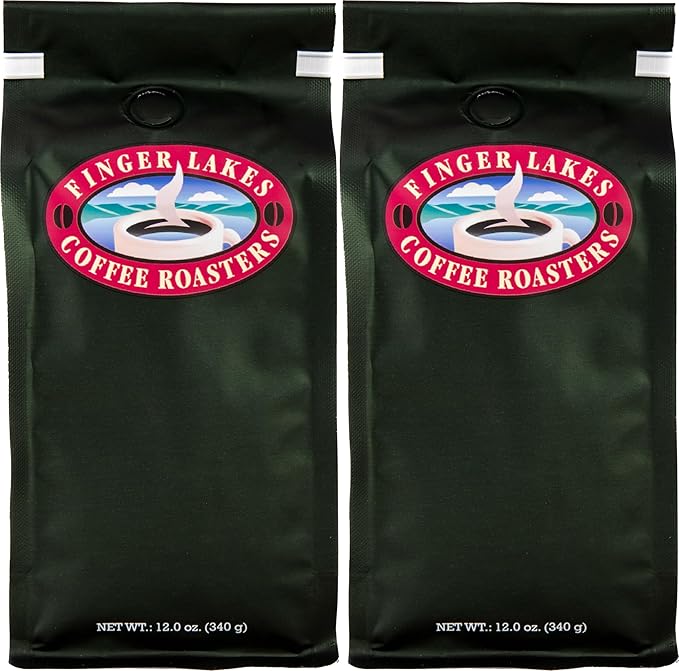 Finger Lakes Coffee Roasters Flavored Ground Coffee – (12 oz Bags) – Medium Dark or Light Roast – Small-Batch Artisan Blends Since 1996 – Freshly Roasted Gourmet Coffee (2 Bags Ethiopian Harrar)