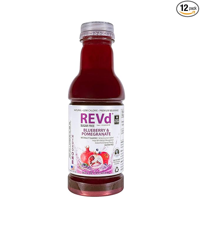 Hydro One REVd Blueberry &amp Pomegranate (16 fl oz.) US Patented Diabetic Premium Beverage Cinnamon Extract 12 pack