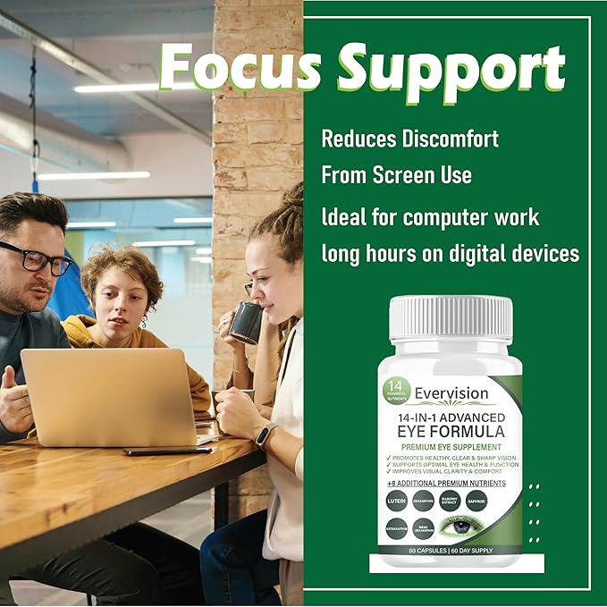 Evervision 14 in 1 Advanced Eye Formula Eye Vitamin and Mineral Supplement 60 Capsules (1PCS)