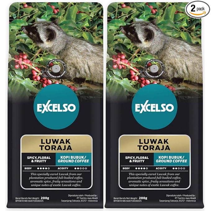 Excelso Luwak Toraja Ground Coffee 200g (Pack of 2)
