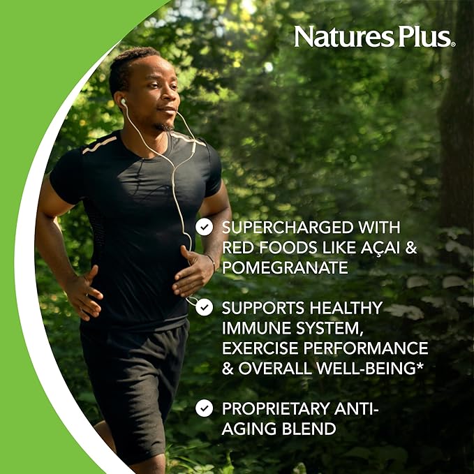 NaturesPlus Source of Life RED Multivitamin Liquid - 30 oz - Energy &amp Immune Support - with Exotic Red Fruits Lycopene &amp Lutein - Vegetarian &amp Gluten Free - 30 Servings