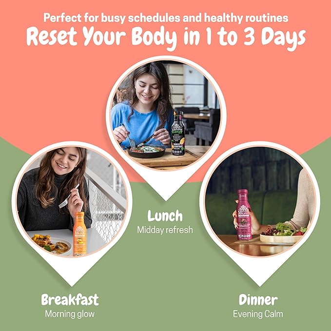 Organic Juice Cleanse &amp Metabolism Boosting Pack | 1 to 3-day Gentle Reset | Ancient Remedies for Liver Detox No-Jitters/Sustained Energy | Sprout-based Prebiotics Green Coffee Antioxidants Aro