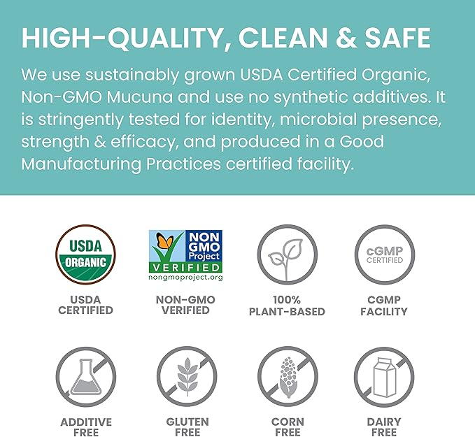 Himalaya Organic Mucuna Pruriens 60 Day Supply - Herbal Supplement for Calming Relaxation from Tension and Promoting Brain Function - Vegan Non-GMO Gluten Free 600 mg 60 Caplets