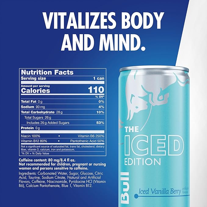 Red Bull Iced Vanilla Berry Energy Drink 8.4 Fl Oz Pack of 24 Cans (6 packs of 4)
