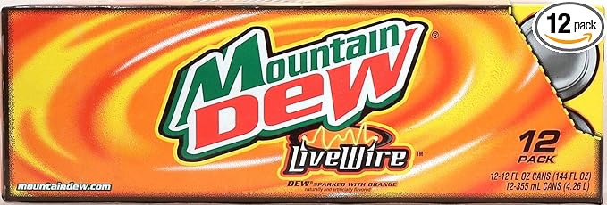 Mountain Dew Live Wire Dew sparked with orange 12-pack 12-ounce cans Fridge Pack Shape