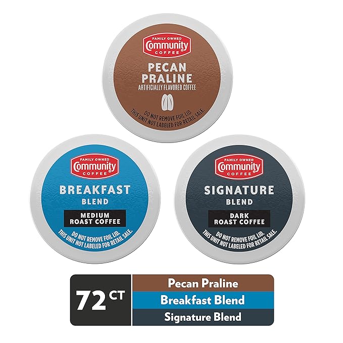 Community Coffee Variety Pack 72 Count Coffee Pods Medium Dark Roast and Flavored Compatible with Keurig 2.0 K-Cup Brewers 24 Count (Pack of 3