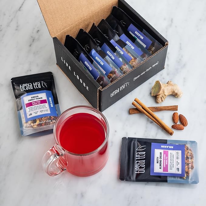Tiesta Tea - 8 Herbal &amp Rooibos Sampler Dry Flight Set Loose Leaf No Caffeine Makes Hot and Iced Assorted Tea Sets with Herbal Chai Fruit Blends &amp More 8 Resealable Sample Pouches