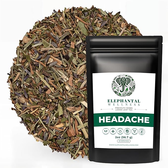 Premium Herbal Tea for Calm &amp Head Comfort – White Willow Bark Feverfew &amp Valerian – Supports Relaxation Clarity &amp Daily Comfort – Caffeine-Free Non-GMO Loose Leaf 2oz (20 Servings)
