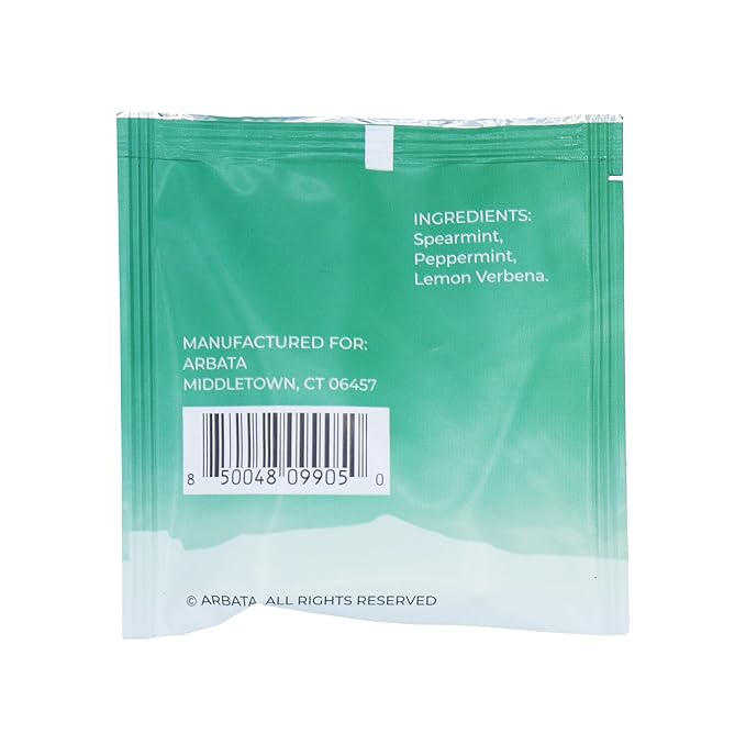 Arbata Imperial Mint Tea 24 Pyramid Tea Bags – Artisanal Decaf Herbal Tea with Spearmint Peppermint &amp Lemon Verbena Caffeine-Free Herbal Tea Sachets