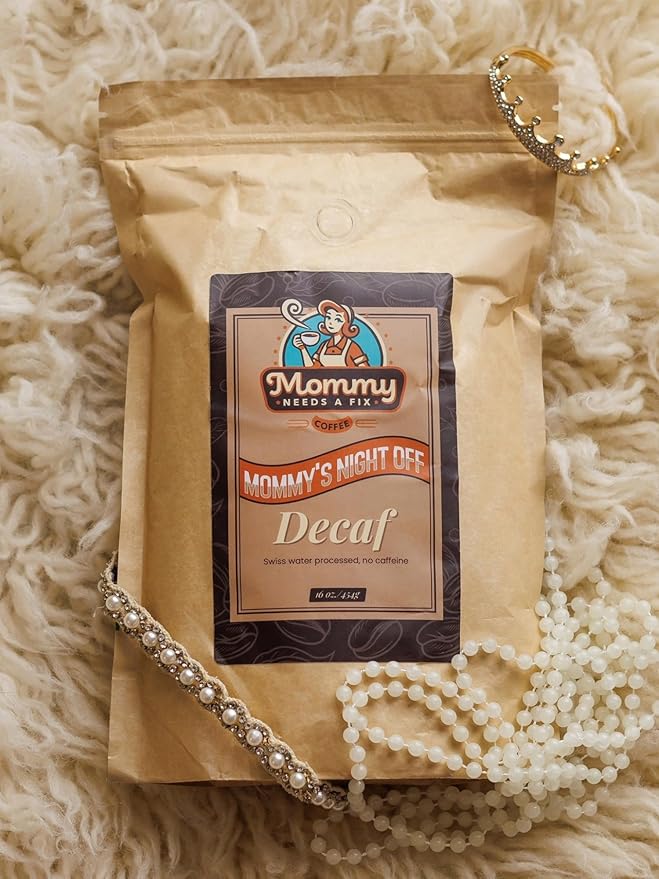Mommy Needs A Fix Decaf Ground Coffee | 100% All Natural Arabica Beans | Medium Roast | Chemical Free Swiss Water Process | Pregnancy &amp Breastfeeding Friendly | Roasted in the USA | 1 lb