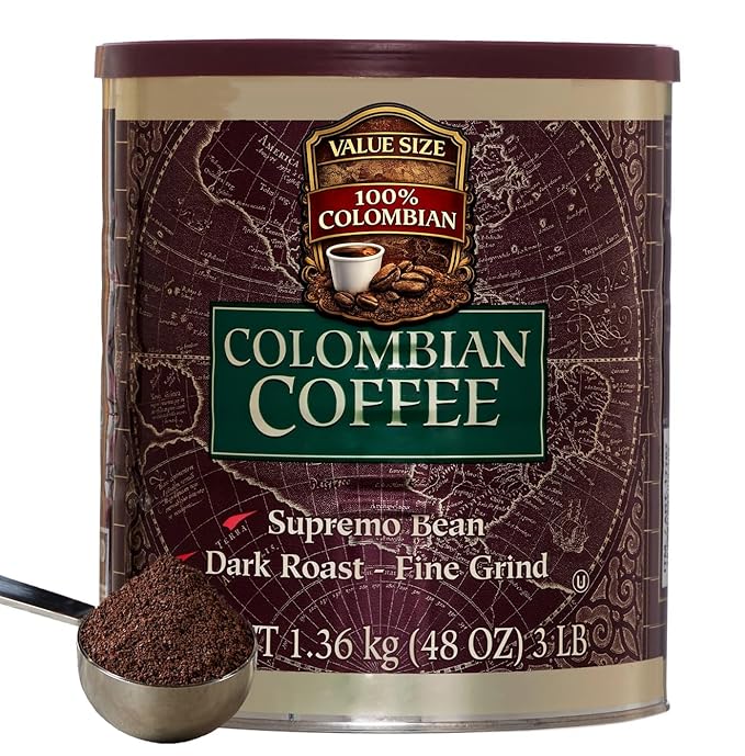 KS 100% Colombian Fine Ground Supremo Coffee 3 LB Can Dark Roast