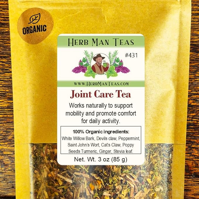 JOINT CARE TEA – Herbal Support for Joint Comfort Flexibility &amp Mobility – Formulated by Master Herbalist Khabir – 100% Organic Non-GMO No Additives