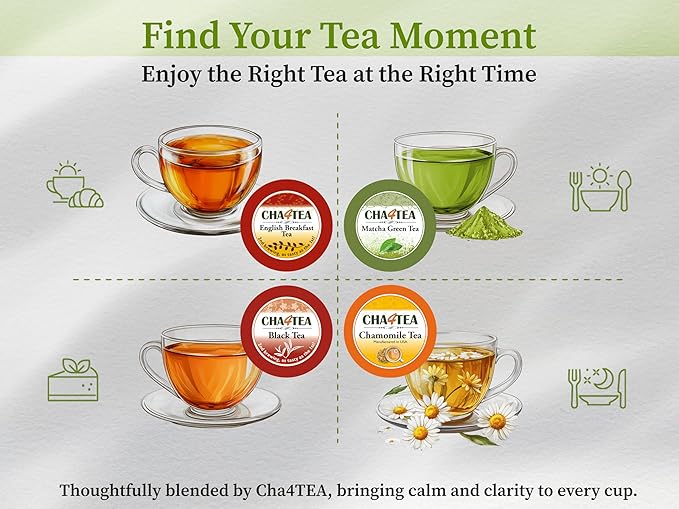 Cha4Tea 36-Count Pure Chamomile Herbal Tea Pods Compatible with Keurig Brewers - Bedtime/Sleep-well/Nightly Calm/Relaxing Tea