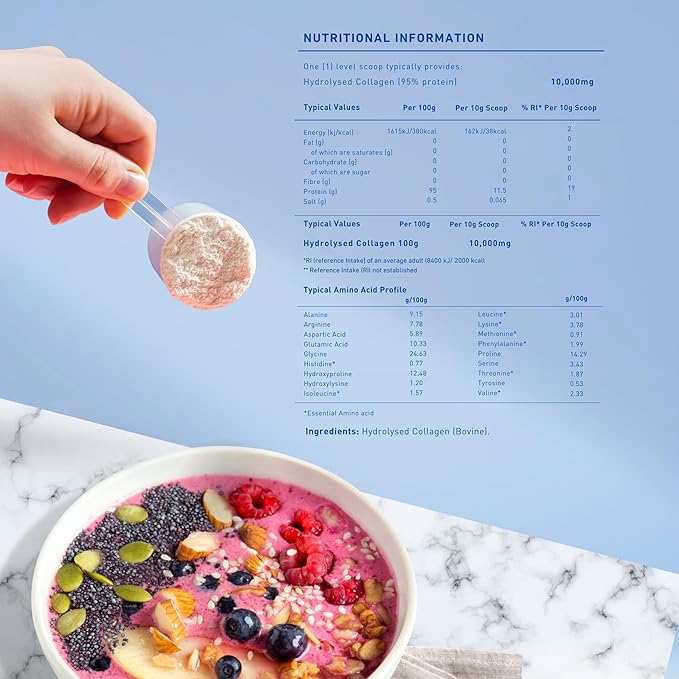 The Intelligent Health Hydrolyzed Collagen Peptides Powder Grass Fed High Protein Unflavored Gluten-Free Paleo &amp Keto Friendly 10g per Serving (1kg) Supports Skin Hair Nails Joints &amp
