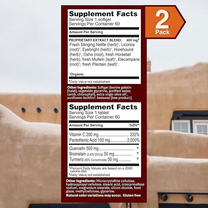 Herbs Etc. Allergy ReLeaf System - Seasonal Discomfort Supplement - Seasonal Support for Sneezing &amp Itchy Eyes - Supports Sinus Function - 60 Softgels (60 Servings) 60 Tablets (60 Servings) - 2 P