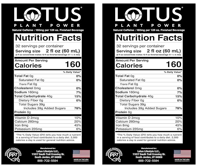 Lotus Energy Drink Concentrate 64 fl oz (White) Pack of 2