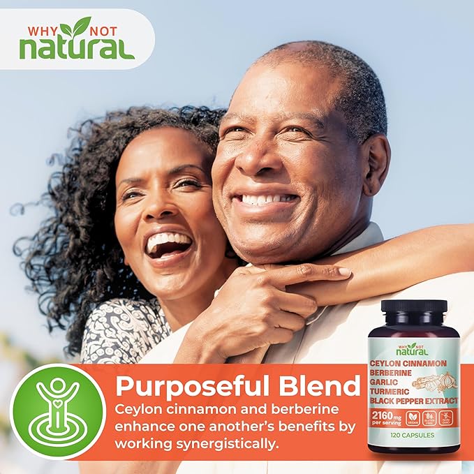 5-in-1 Organic Ceylon Cinnamon Capsules with Berberine Garlic Turmeric Black Pepper Extract Pills