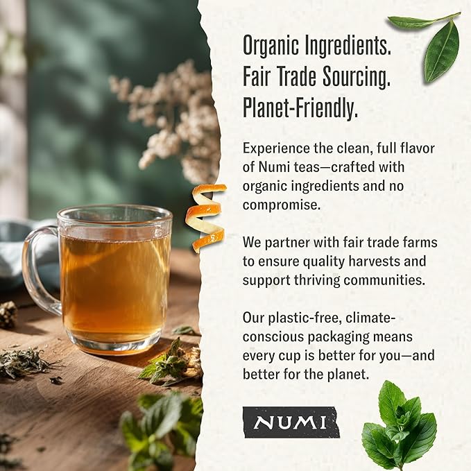 Numi Tea Organic Moroccan Mint Tea 54 Herbal Tea Bags Caffeine Free