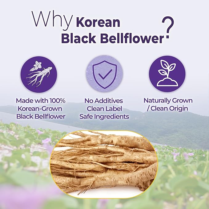 Korean Black Bellflower Extract – Premium Root Juice for Lung &amp Throat Health 100% Korean-Grown Black Bellflower No Additives or Preservatives Daily Herbal Wellness Drink (30 Pouches)